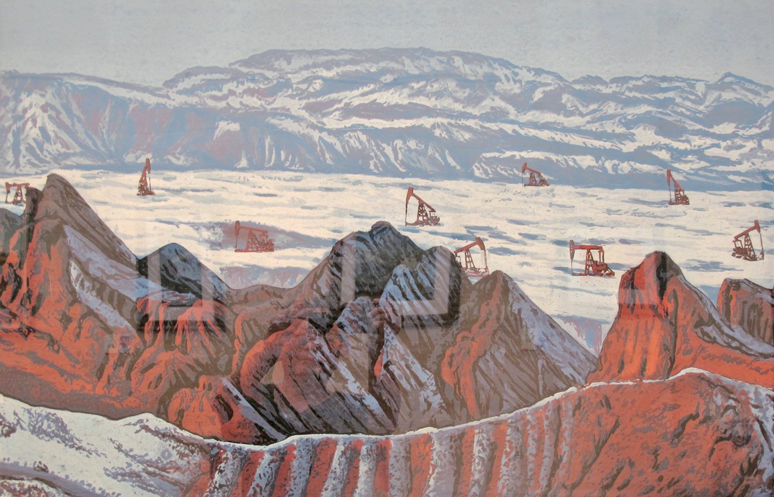 百里油田是我家(版画作品)